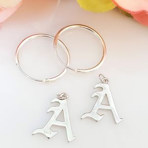 NEW S925 "A"  Initial Flame  Earrings